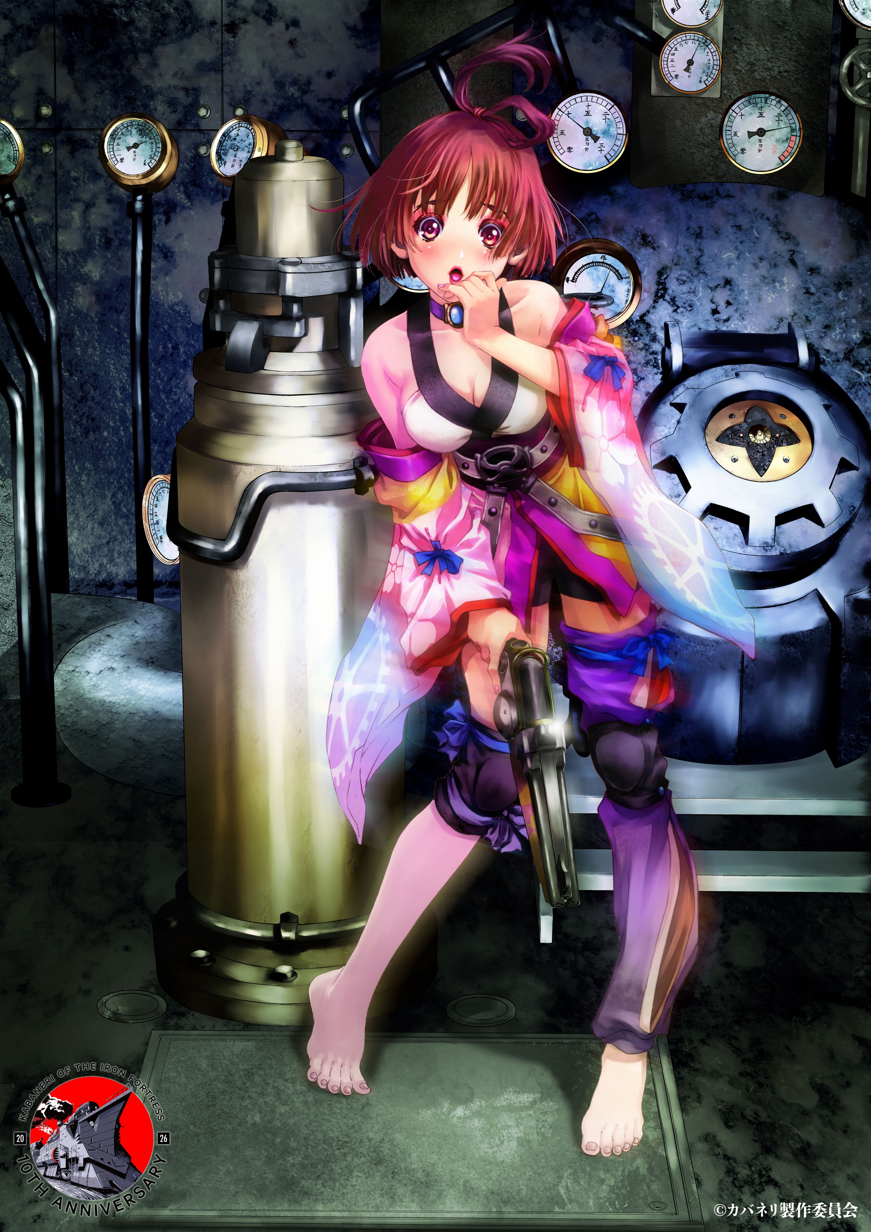 Ilustração comemorativa Mumei Ranman de Kabaneri of the Iron Fortress, por Haruhiko Mikimoto, para o 10º aniversário da franquia
