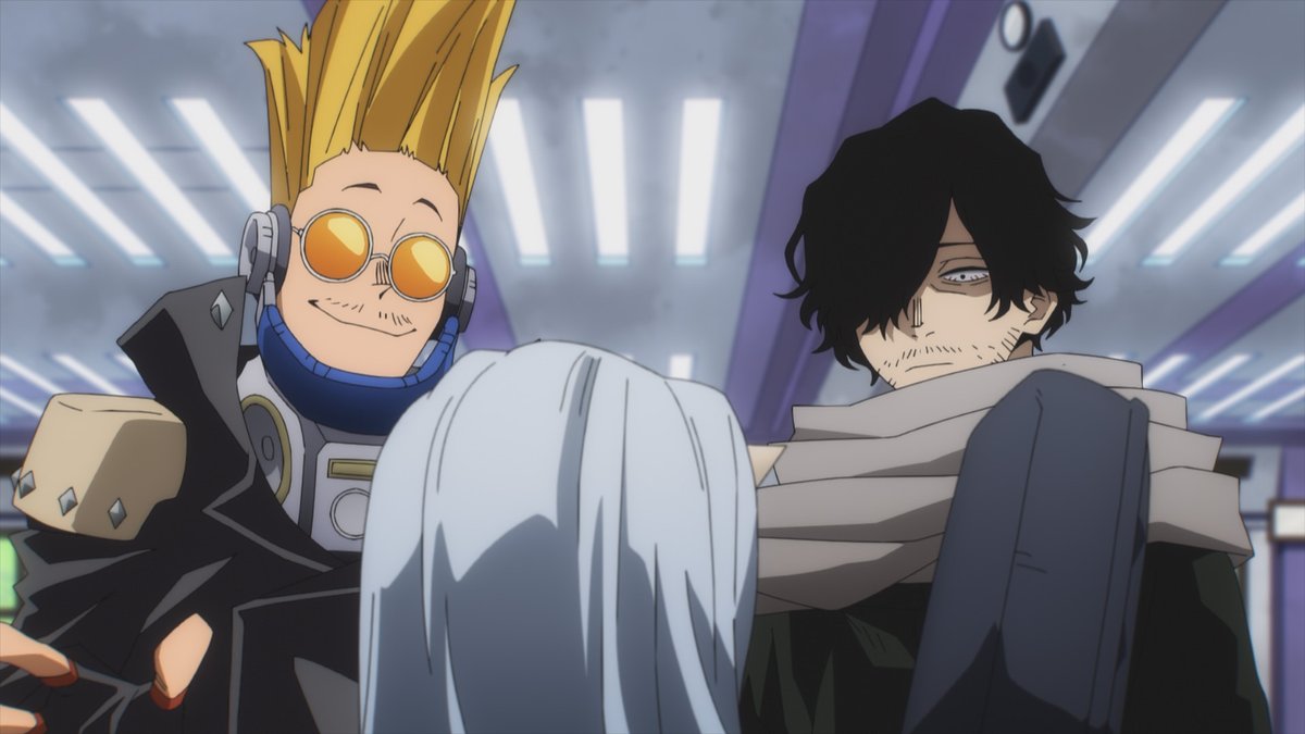 Present Mic e Aizawa em cena da prévia do curta de Eri de My Hero Academia