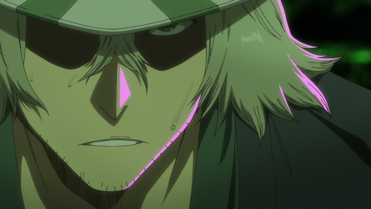 Urahara Kisuke com expressão tensa em cena da prévia do Episódio 42 de Bleach TYBW