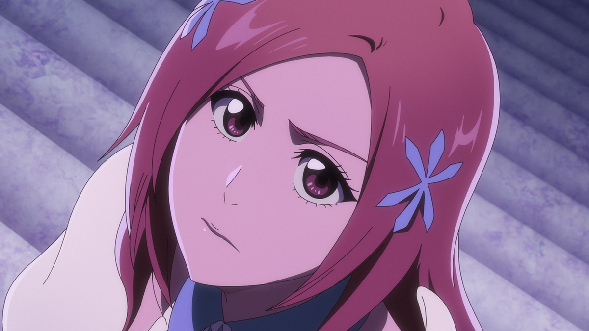Orihime Inoue com expressão preocupada em cena da prévia do Episódio 42 de Bleach TYBW